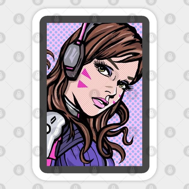 D.Va Lichtenstein Sticker by FanboyMuseum